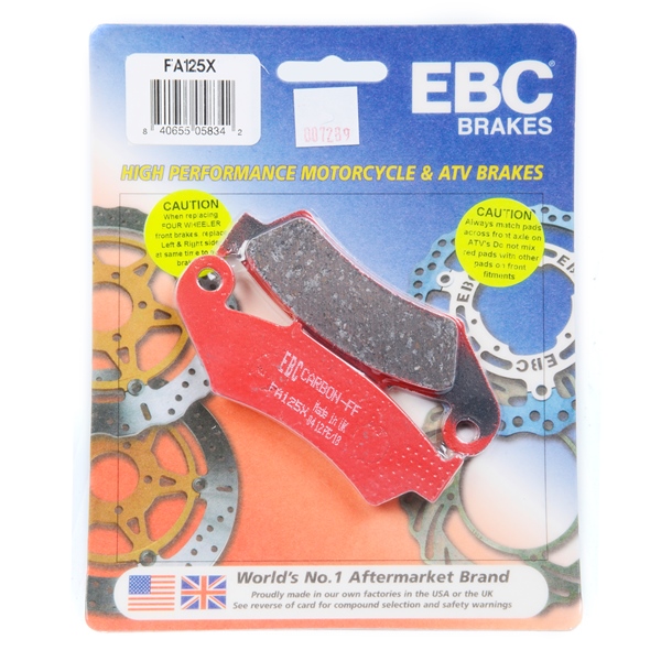 FA125X EBC EBC  “X” Series Moto-X Sport & Enduro Brake Pad Organic - Front Right, Front left FA125X EBC BRAKE PAD FT “X” Series Moto-X Sport & Enduro Brake Pad 
