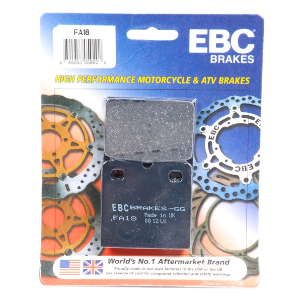 FA18 EBC EBC  “X” Series Moto-X Sport & Enduro Brake Pad Organic - Front Right, Front left, Rear left FA18 EBC BRAKE PAD FT/RR “X” Series Moto-X Sport & Enduro Brake Pad 