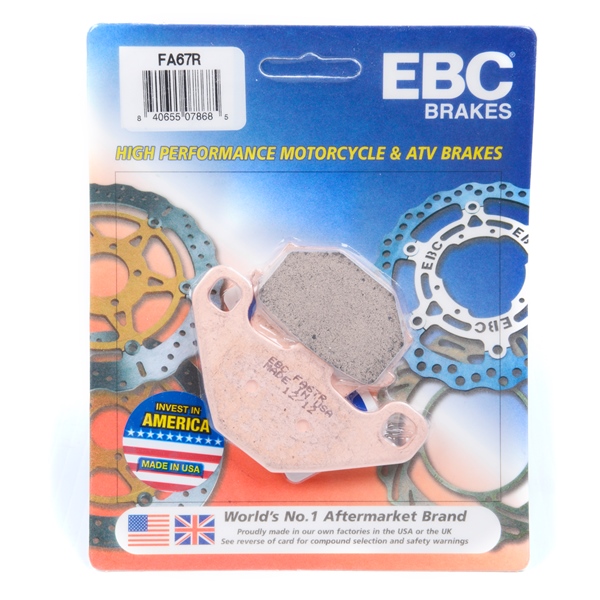 FA67R EBC EBC  “R“ Long Life Sintered Brake Pad Sintered metal - Front left, Rear Right, Rear left FA67R EBC BRAKE PAD FT/RR “R“ Long Life Sintered Brake Pad 