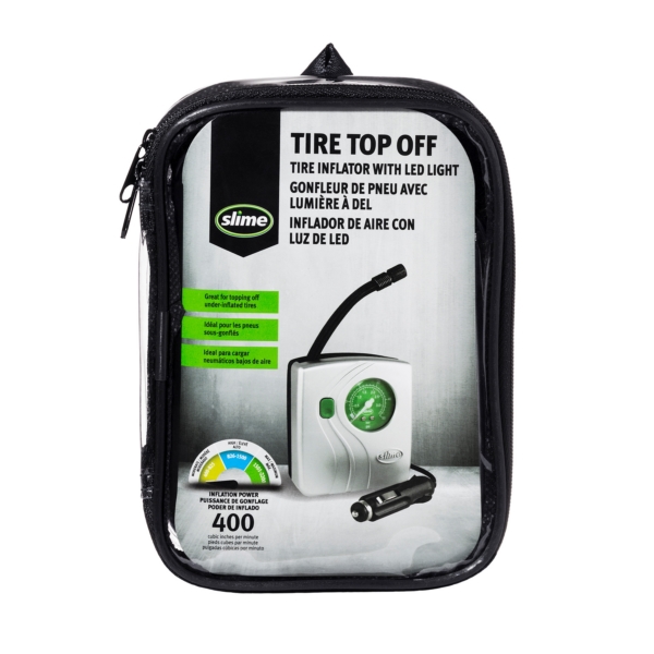 40023 CIRO-LLC SLIME Tire Inflator With LED Light 50 PSI TIRE TOP-OFF INFLATOR Tire Inflator With LED Light 