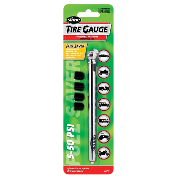 24037 SLIME SLIME 5-50 PSI Pencil Gauge Tire Gauge GAUGE PENCIL 5-50 PSI W/CAP SLIME 5-50 PSI Pencil Gauge Silver