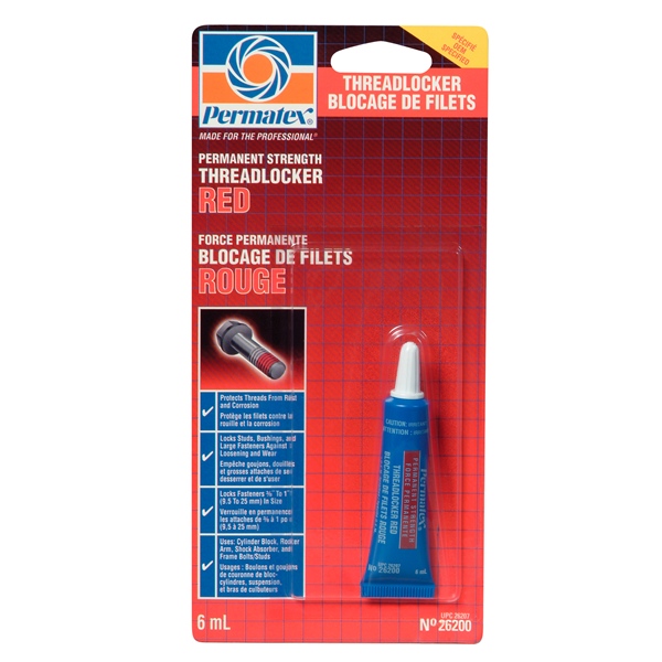 26207 PERMATEX Permatex Permanent Strength Threadlocker Liquid THREADLOCKER RD HIGH STRENGTH 6ML Permanent Strength Threadlocker 