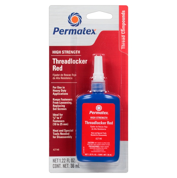 27142 PERMATEX Permatex Red High Strength Threadlocker Liquid THREADLOCKER RD HIGH STRENGTH 36ML Red High Strength Threadlocker 