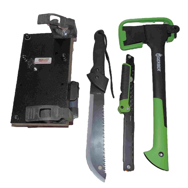 RZ-9003 HORNETOUTDOORS Hornet Outdoors Rack Mount Tool Set Saw, Machete and Hatchet TOOL KIT GERBER W/MOUNT HORNET Rack Mount Tool Set Saw, Machete and Hatchet 