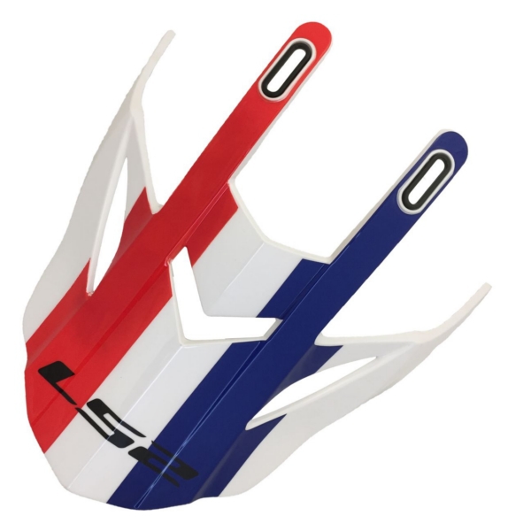 03-152 LS2 LS2 Peak for Pioneer Helmet Quarterback VISOR MX436 QUARTERBACK WH/RD/BL LS2 Visors White, Red, Blue