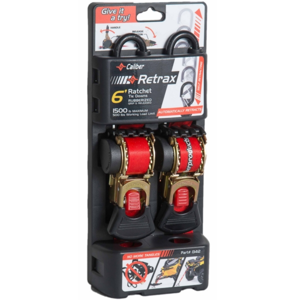 13412 CALIBER Caliber Tie Strap 6' TIE DOWN STRAP KIT QTY2 Tie Strap 