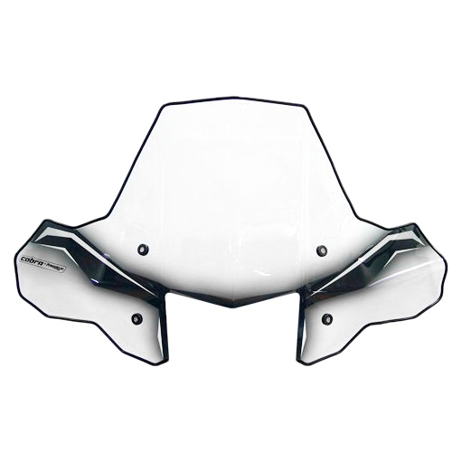 24572 POWERMADDCOBRA Powermadd ProTEK Cobra Windshield HONDA, KAWASAKI, POLARIS, SUZUKI, YAMAHA WINDSHIELD QUICK RELEASE CLR POWERMADD ProTEK Cobra Windshield Clear, Black graphics