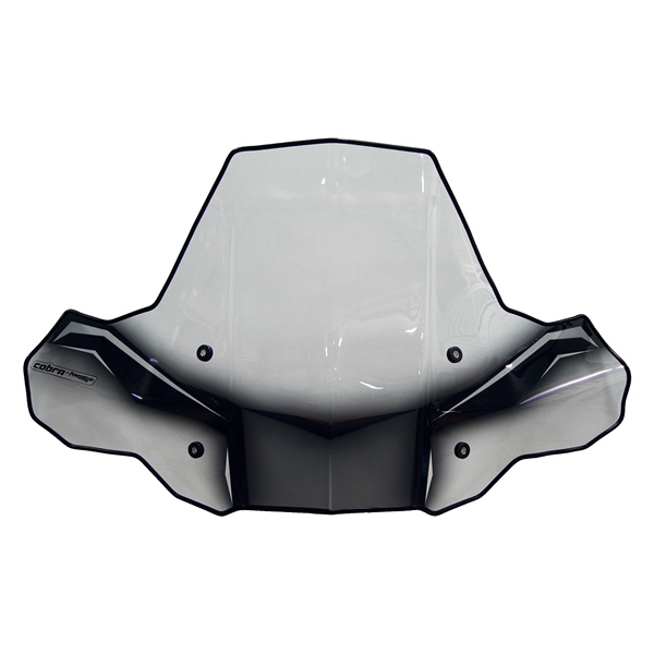 24574 POWERMADDCOBRA Powermadd ProTEK Cobra Windshield ARCTIC CAT, CAN-AM (BRP), CFMOTO, HONDA, KAWASAKI, POLARIS, SUZUKI, YAMAHA WINDSHIELD QUICK RELEASE CLR POWERMADD ProTEK Cobra Windshield Clear, Black graphics