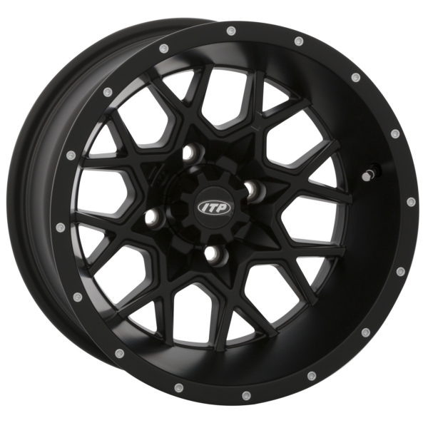 1428637536B ITP ITP Wheel Hurricane 14x7 - 4/110 - 2+5 14X7 4/110 2+5 HURRICANE MATTE BK WHEEL Wheel Hurricane Matte Black