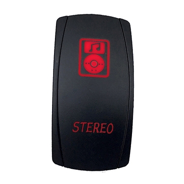 QRS682 QUAKELED Quake LED Stereo LED Switch Rocker - 222529 SWITCH ROCKER 5 PINS STEREO RD QUAKELED Stereo LED Switch Red
