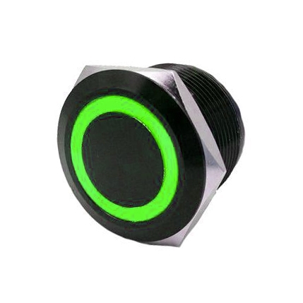 QRS718 QUAKELED Quake LED Flush Mount Switch with LED Ring Push - 222690 SWITCH FLUSH MOUNT ON/OFF BK/GR QUAKELED Switches Black, Green