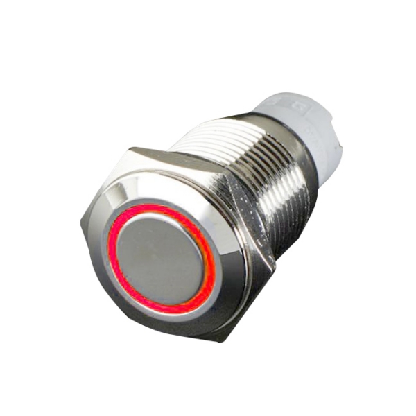 QRS724 QUAKELED Quake LED Flush Mount Switch with LED Ring Push - 222701 SWITCH FLUSH MOUNT ON/OFF CH/RD QUAKELED Flush Mount Switch with LED Ring Chrome, Red