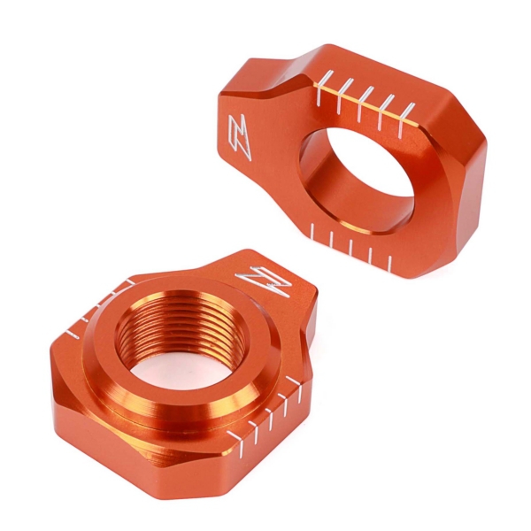 ZE93-5447 DRC-ZETA-UNIT DRC/ZETA/UNIT Adjusting Axle Block 228185 AXLE BLOCK RR OG KTM Adjusting Axle Block Orange