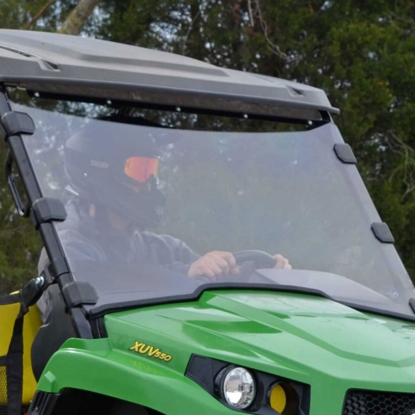 WSJDXUV70 SUPERATV Super ATV Flip up Windshield JOHN DEERE WINDSHIELD FLIP CLR JDEERE SUPERATV Flip up Windshield Clear - Scratch Resistant