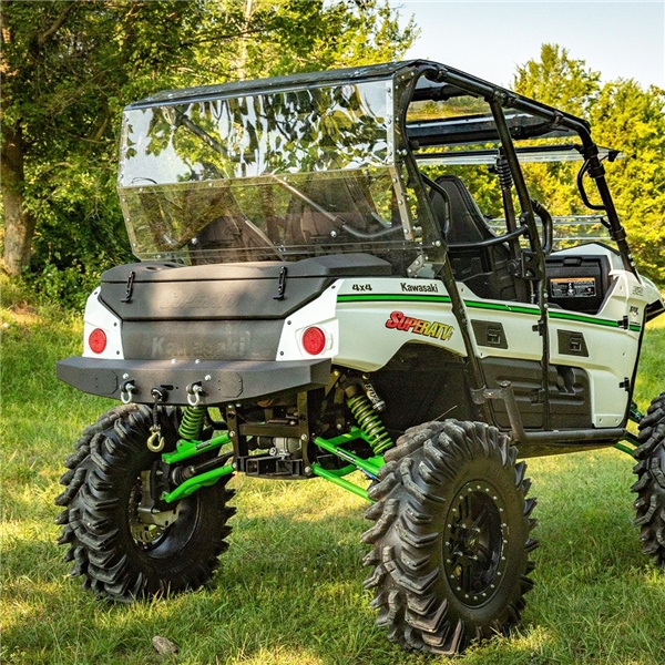 Image-2 Super ATV Rear Bumper Winch Ready Steel, Diamond texture - KAWASAKI BUMPER RR DIAMOND PLATE KAWA RBKTRX400200 RBKTRX400200 SUPERATV