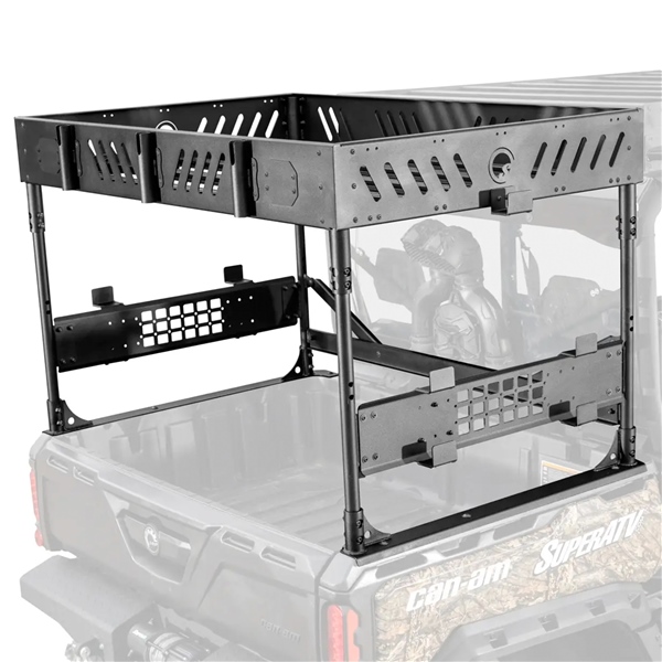 RBRCFUF1000K3 SUPERATV Super ATV Outfitter Bed Rack with Shelf and Recessed Cube BED RACK OUTFITTER W/SHELF/LIGHT Outfitter Bed Rack with Shelf and Recessed Cube Black