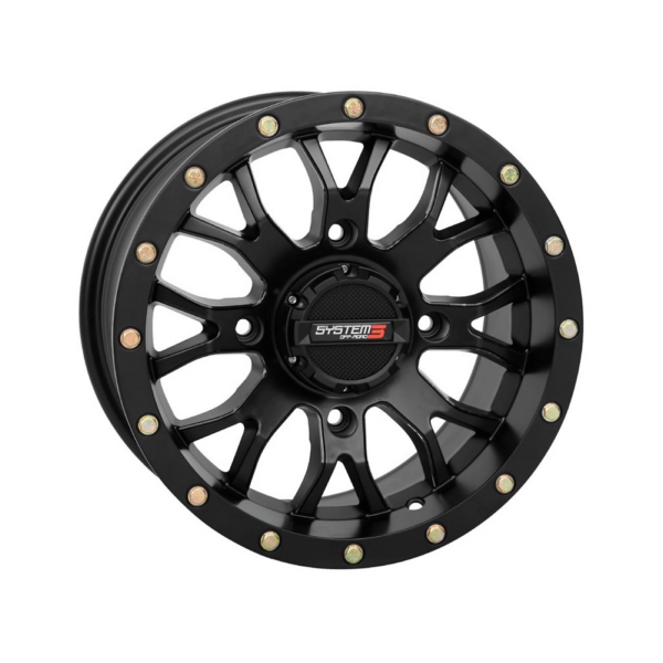 521449 SYSTEM-3-OFF-ROAD SYSTEM 3 OFF-ROAD ST-3 Simulated Beadlock UTV Wheel 14x7 - 4/156 - 5+3 14X7 4/156 5+ ST3 30MMWHEEL BEADLOCK BK Wheels Machined