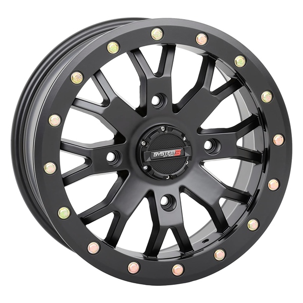 521736 SYSTEM-3-OFF-ROAD SYSTEM 3 OFF-ROAD SB-4 Beadlock Wheel 15x7 - 4/137 - 6+1 15X7 4/137 6+1 SBL SB-4 BK MAT WHEEL Wheels Matte Black