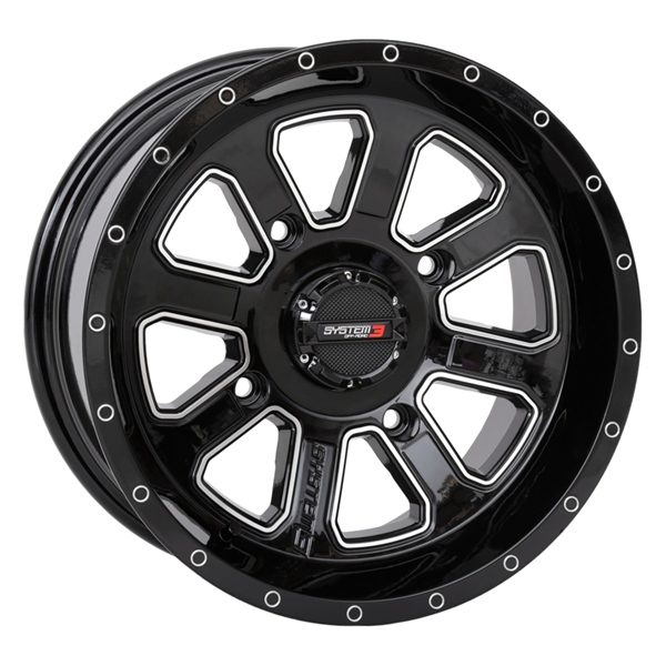 522073 SYSTEM-3-OFF-ROAD SYSTEM 3 OFF-ROAD ST-4 UTV Wheel 14x7 - 4/137 - 4+3 14X7 4/137 4+3 GLS ST-4 BK WHEEL ST-4 UTV Wheel Glossy Black