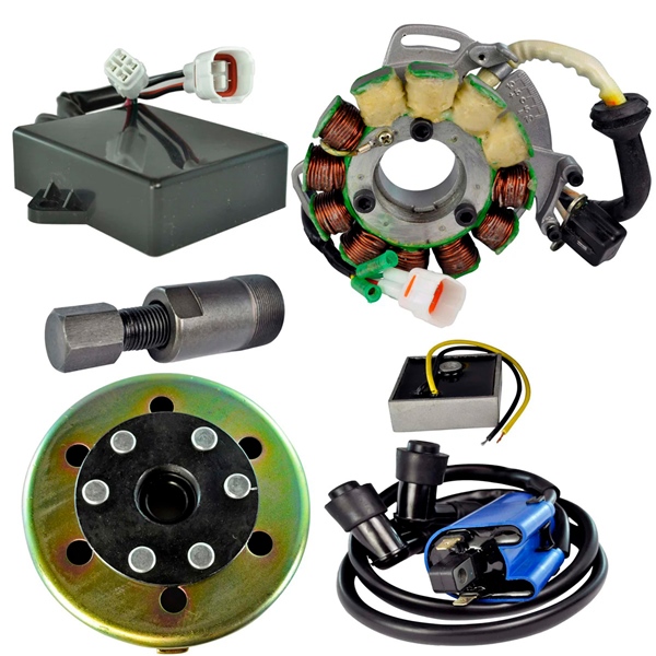 RM22857 KIMPEXHD Kimpex HD Stator 200W, Regulator, CDI Box, Ignition Coil, Flywheel and Puller Kit YAMAHA - 345594 STATOR + REGUL + CDI BOX + IGN COIL Stator 200W, Regulator, CDI Box, Ignition Coil, Flywheel and Puller Kit 