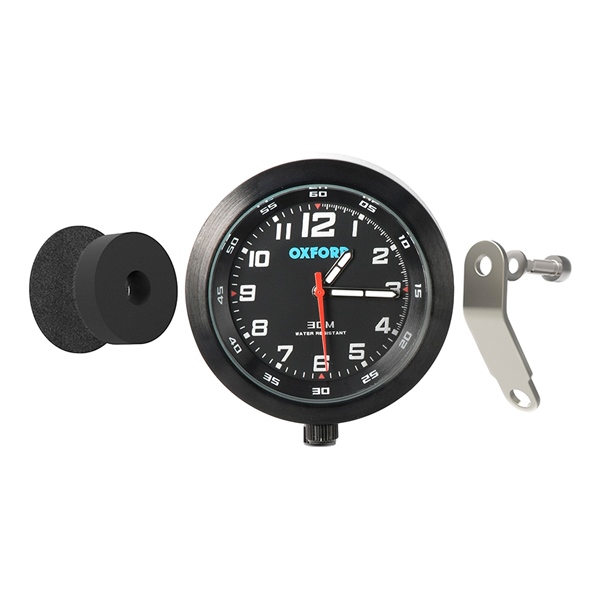 OX559 OXFORDPRODUCTS Oxford Products Anaclock Weather Resistant Clock Motorcycle - 371249 ANALOGUE CLOCK BK/BK FACE OXFORD Anaclock Weather Resistant Clock 