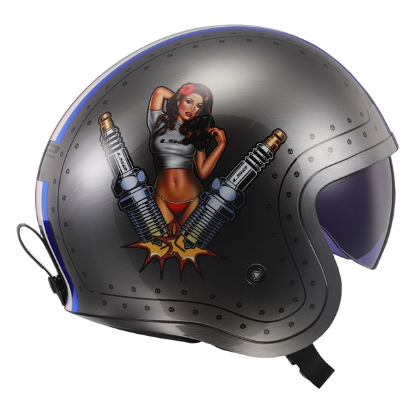 Image-4 LS2 Spitfire Open-Face Helmet Spark HELM SPITFIRE SPARK BRUSHED ALLOY 2XL 599-1176 599-1176 LS2