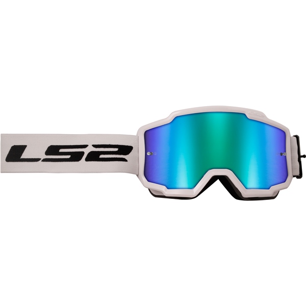 04-672 LS2 LS2 Charger Plus Goggle White GOGG CHARGER WH CLR HIVIS GR IRIDIUM Charger Plus Goggle Clear, Iridium Green