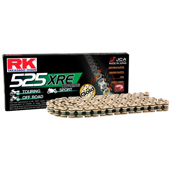 GB525XRE-130 RK RK EXCEL Chain - 525XRE XW-Ring 525XRE 130L GOL RK CHAIN Chain - 525XRE Gold