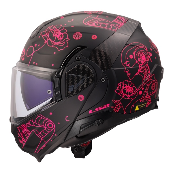Image-2 LS2 Advant II Modular Helmet Sophia HELM ADVANTII SOPHIA W/SUN MAT BK/PI 3XL 910-1117 910-1117 LS2