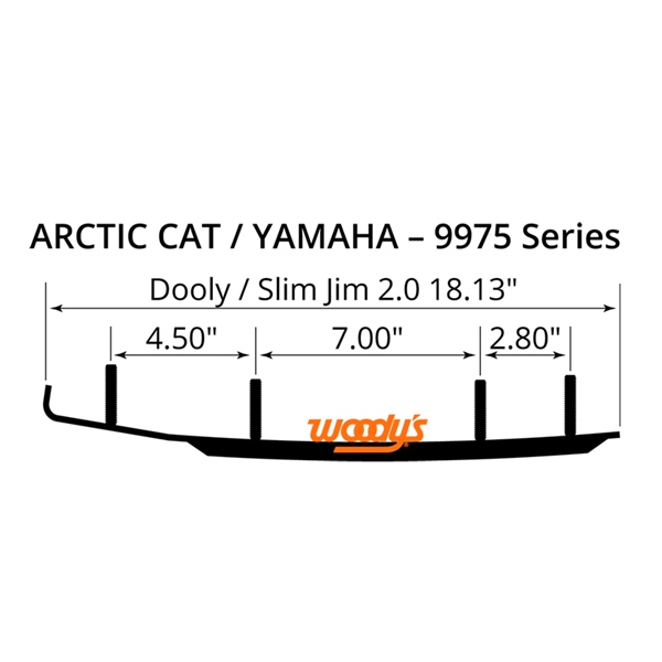 S2A8-9975 WOODYS WOODYS Slim Jim 2.0 Carbide Runner ProClimb-7, ProCross-6, G2 ProClimb-7, ProLite-10/8, ProTour-6, Trail 6, Trail 5, Stryke, Crossover 6.5", SR Viper Single Keel, SR Viper Mountain - ARCTIC CAT, YAMAHA CARBIDE RUN 8"X60D SLIM JIM 2.0 A/C QTY1 Slim Jim 2.0 Carbide Runner 