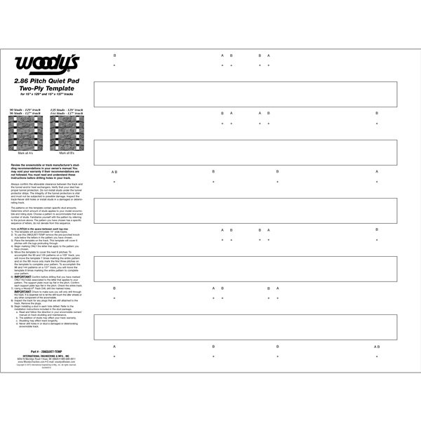 286QUIET-TEMP WOODYS WOODYS 286 Quiet Pad Template TEMPLATE 286 QUIET PAD WOODYS 286 Quiet Pad Template 