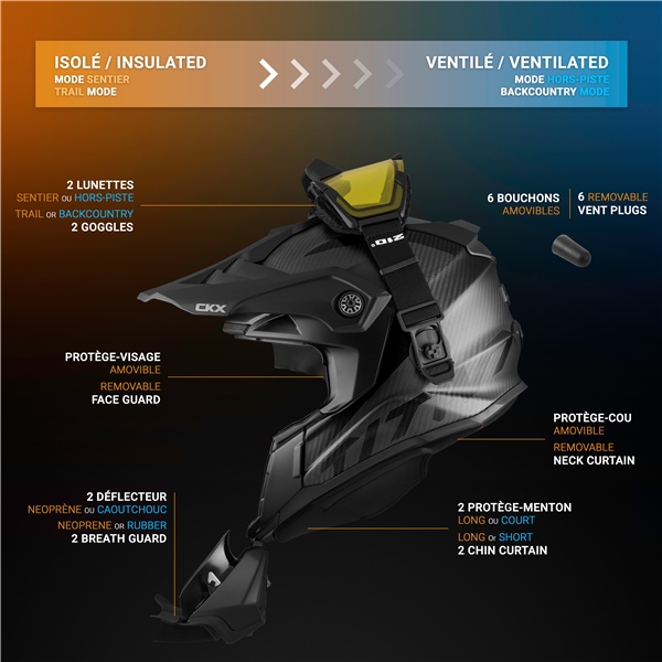 Image-9 CKX Titan Original Carbon Helmet - Trail and Backcountry Solid - 210° Goggle Included HELM TITAN ORI DL SOLID CARB XL CKX 507255 507255 CKX