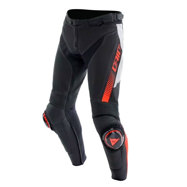 2015500007-N32-64 DAINESE DAINESE Super Speed Pants PANT SUPER SPEED MEN BK/WH/FLUO RD 64 Super Speed Pants Black, White, Fluorescent red