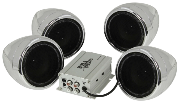 MC470B BOSSAUDIO Boss Audio 800W Audio Speaker & Amplifier System SPEAKER/AMPLIFIER 3" 800W QTY4 800W Audio Speaker & Amplifier System Chrome