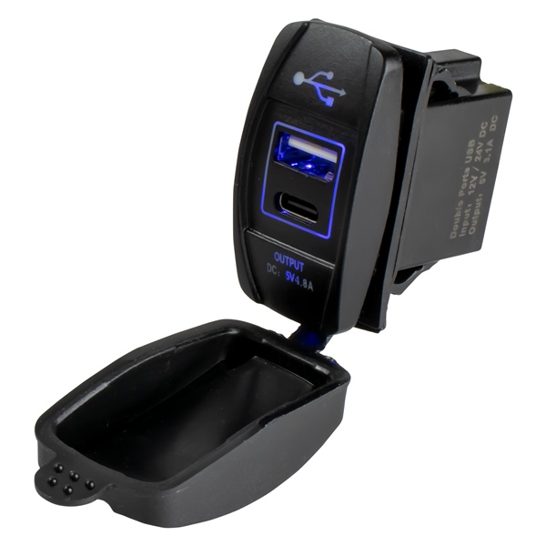 USB & USB-C Rocker Switch Style Power Socket