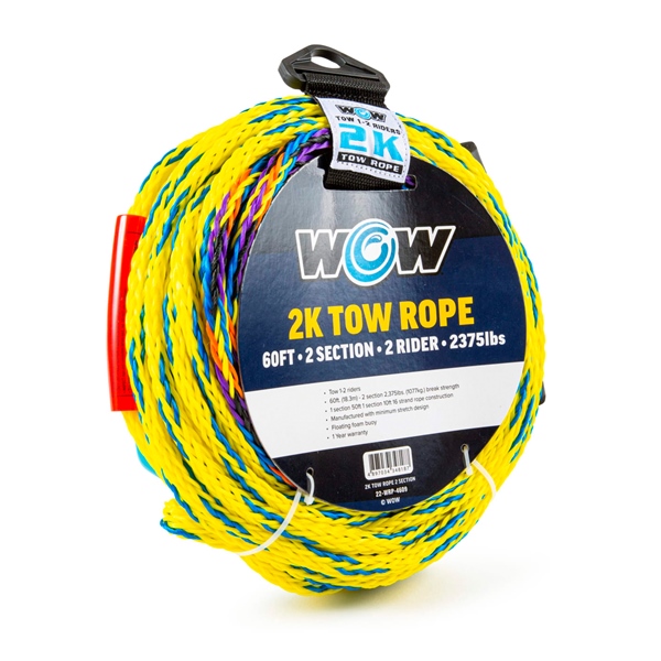 60' Tow 2-rider 2K tow rope with 2 sections