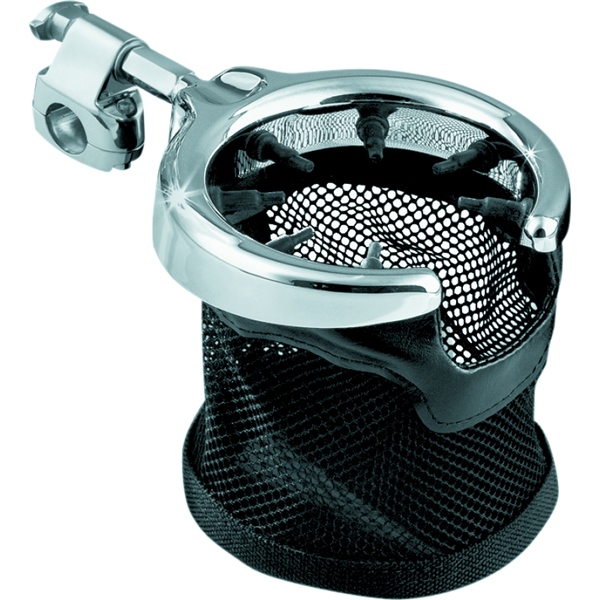 1484 KURYAKYN Kuryakyn Universal Passenger Drink Holder with Basket DRINK HOLDER W/BASKET BK KURYAKYN Universal Passenger Drink Holder with Basket Black