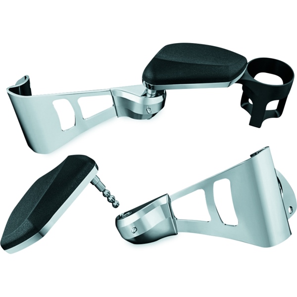 8955 KURYAKYN Kuryakyn Armrest with Cup Holder ARMREST PASS CH HARLEY Armrest with Cup Holder 