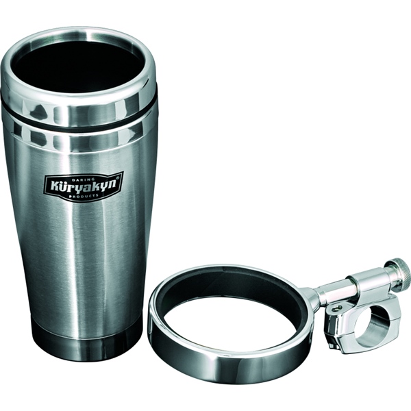 1464 KURYAKYN Kuryakyn Drink Holder With Bar Clamp DRINK HOLDER BAR 1" W/MUG CHRM Drink Holder With Bar Clamp Chrome