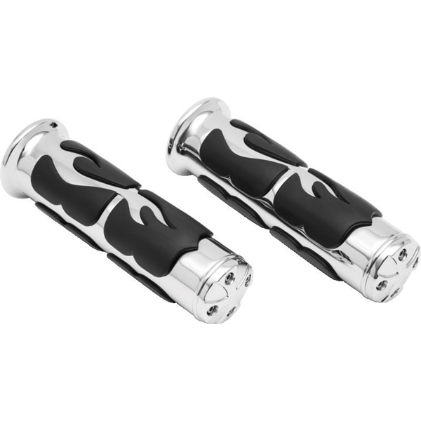 6262 KURYAKYN Kuryakyn ISO Flame Grip GRIPS ISO FLAME 1" METRIC UNIV CHRM ISO Flame Grip Chrome