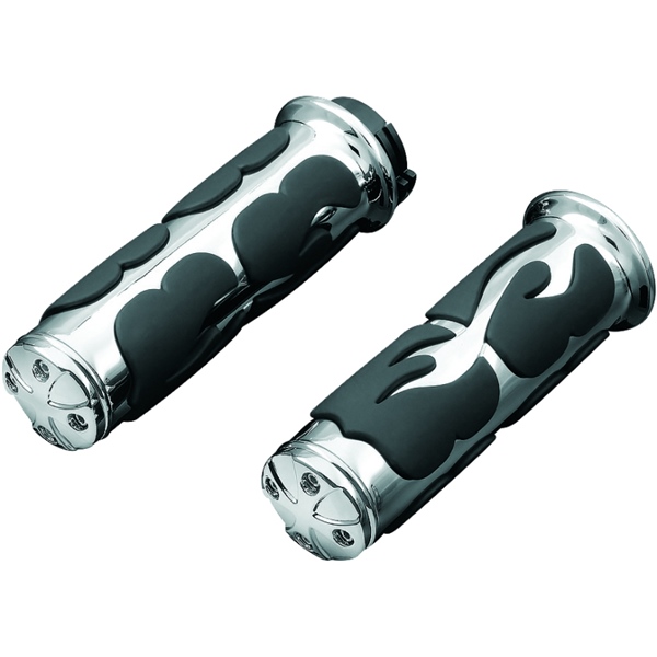 6269 KURYAKYN Kuryakyn ISO Flame Grip Throttle-By-Wire GRIPS ISO FLAME THROTTLE-BY-WIRE CHRM ISO Flame Grip Throttle-By-Wire Chrome