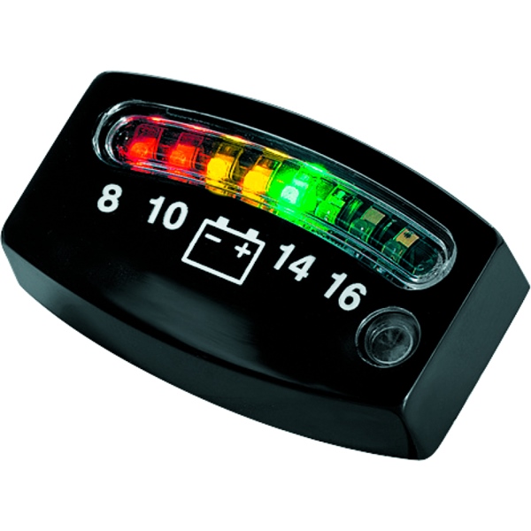 4218 KURYAKYN Kuryakyn Alley Cat Fuel & Battery Gauge Fuel and Battery Gauge BATTERY GAUGE LED UNIV BK Alley Cat Fuel & Battery Gauge Black