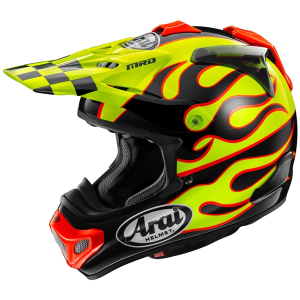 685311202383 ARAI ARAI VX-Pro4 Off-Road Helmet Flame - Without Goggle HELM VX-PRO4 FLAME YE XL ARAI VX-Pro4 Off-Road Helmet Black, Yellow, Red