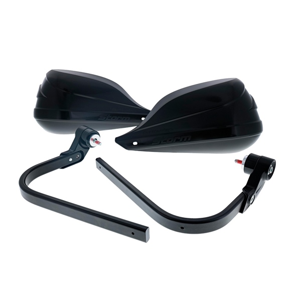 STM-007-BK BARKBUSTERS Barkbusters Storm Handguard - Single Point Bar End Mount (threaded) HANDGUARD STORM BAR END THREADED BK Storm Handguard - Single Point Bar End Mount (threaded) Black
