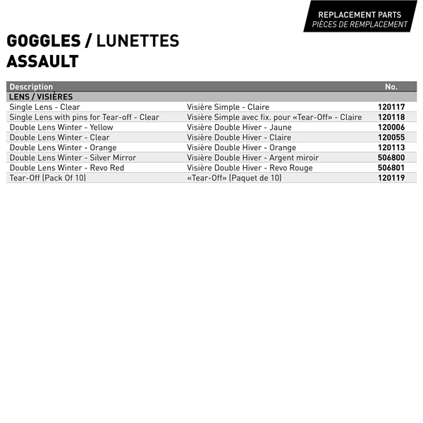 Image-4 CKX Assault Goggles with Tear-off Pins, Summer Matte Black GOGGLE SUM ASSAULT BK MAT LS/CLR CKX 505026 505026 CKX