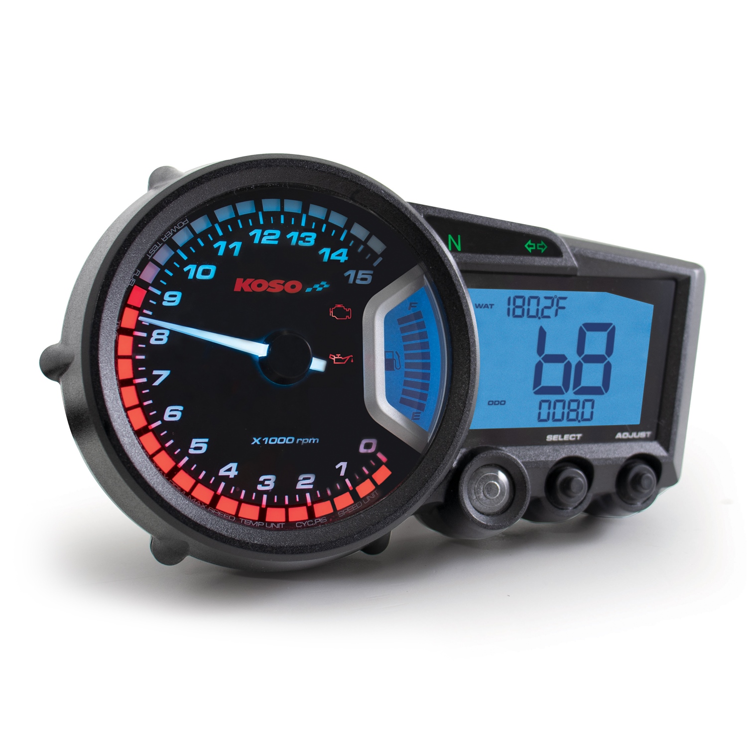 Koso EX-02S Universal Digital Speedometer – 0-360 Km/h, 0-225 MPH, With Backlight & Indicators - View #5