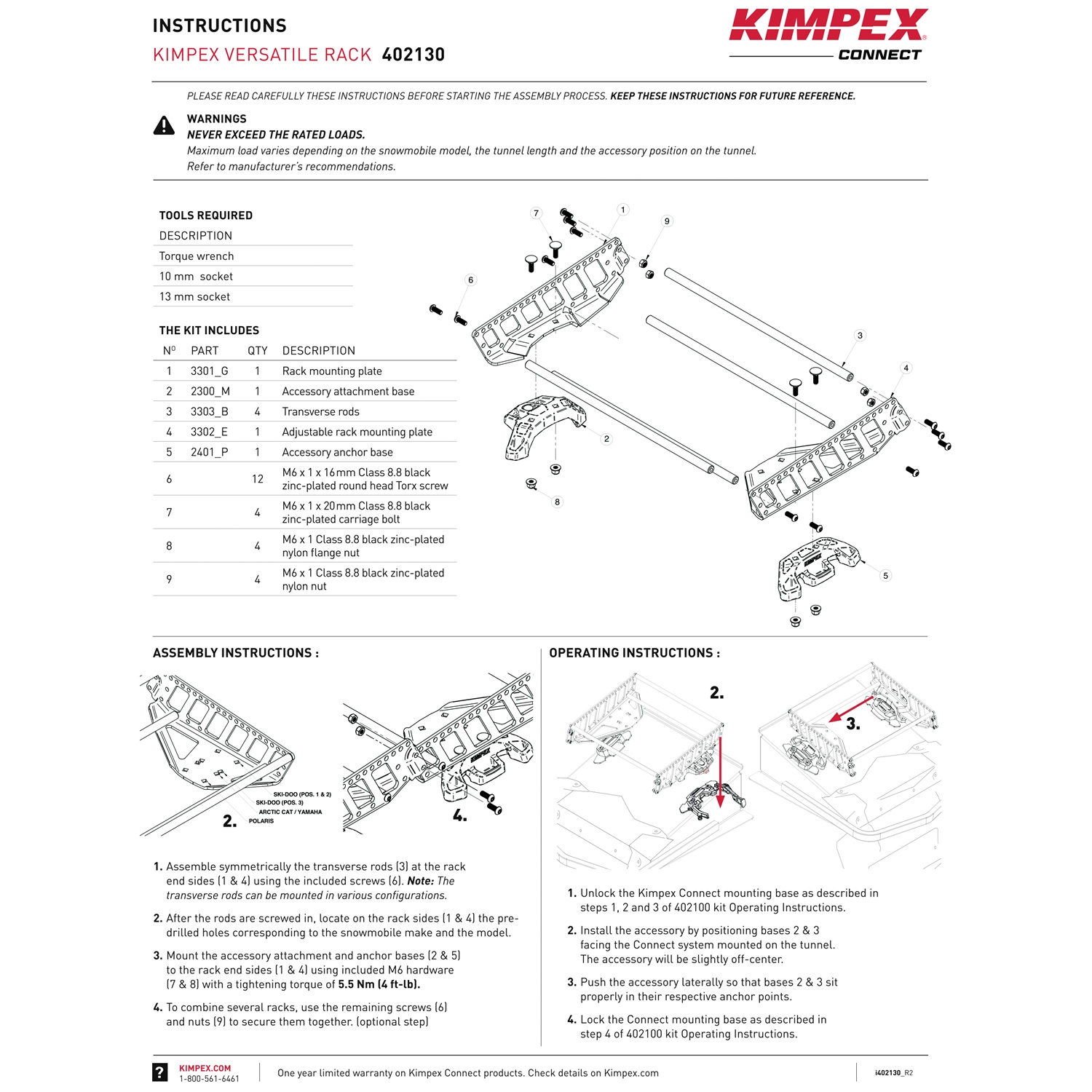 Www Kimpex Com Fr Ca Manuels Instructions Porte-bagages polyvalent Kimpex Connect KIMPEX-...