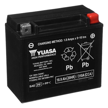 Yuasa Batteries AGM sans entretien activée à l'usine YTX20HL-PW