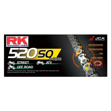 RK EXCEL Chain - 520SO Road & Off-Road O'ring Chain