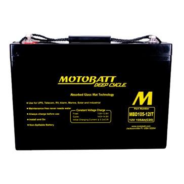 Motobatt Batterie AGM à décharge profonde - Groupe 27 MBD105-12IT